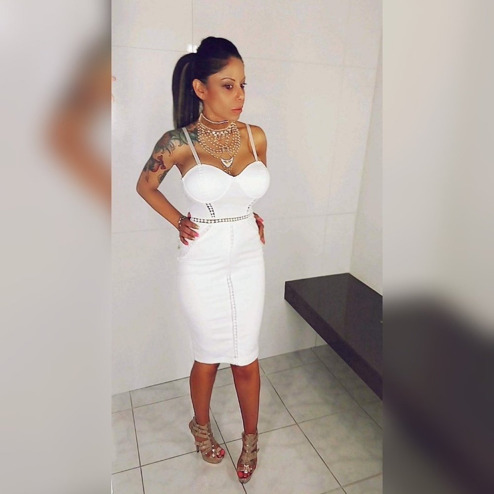 White Cutout Midi Dress